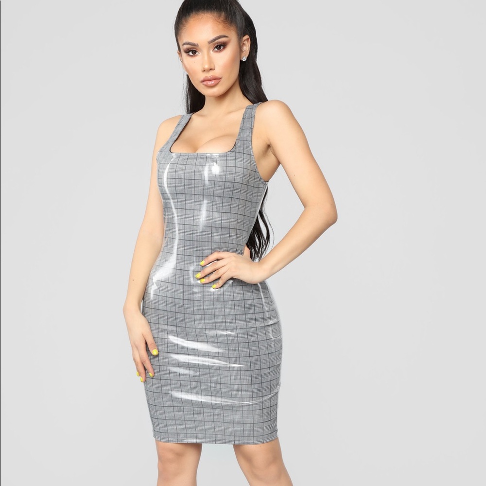 Fashion Nova Coated Plaid Dress